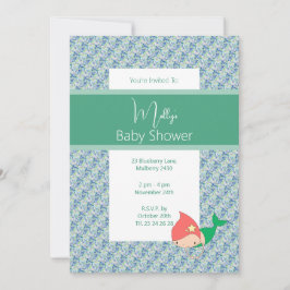 Invitación illusima Green Coral Mermaid Baby Shower