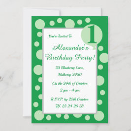 Invitación illusima Green Spots & Dots Boys 1º cumpleaños
