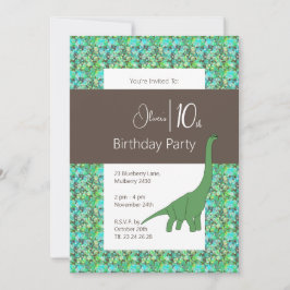 Invitación illusima Long Neck Dinosaur Brown 10 cumpleaños