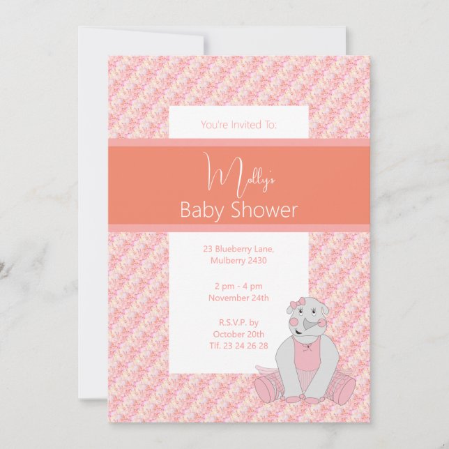 Invitación illusima Peach Tones Floral Baby Shower (Anverso)