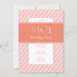 Invitación illusima Peach Tones Pink Floral 1º cumpleaños
