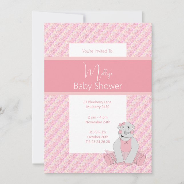 Invitación illusima Pink Tones Floral Baby Shower (Anverso)