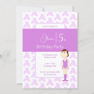 Invitación illusima Purple Ballerina Shoes 5º cumpleaños