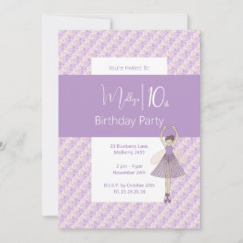 Invitación illusima Purple Floral Fairy 10 cumpleaños