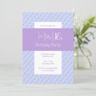 Invitación illusima Purple Floral Pattern Adolescentes 16º cu