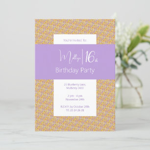 Invitación illusima púrpura amarillo floral cumpleaños 16