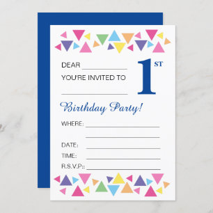 Invitación illusima Triangles, Dark Blue Back, primer Fiesta