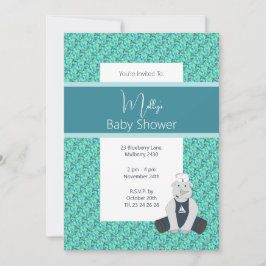 Invitación illusima Turquoise Floral Sailor Rhino Baby Shower
