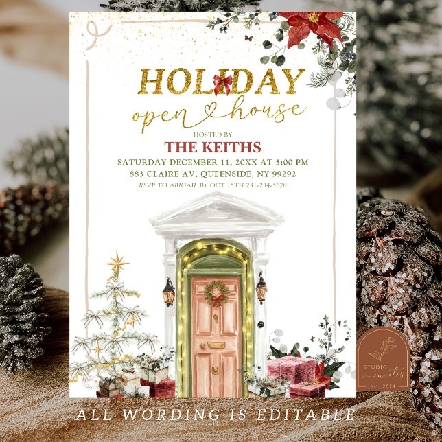 Invitación Illustration Christmas Holiday Open House (Subido por el creador)