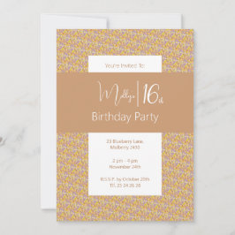 Invitación Ilumina Morado amarillo Floral Adolescentes 16 cum