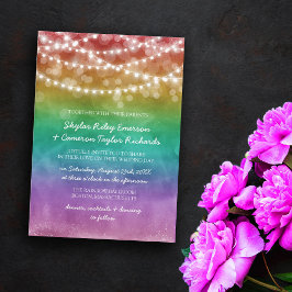 Invitación Iluminación de cadena de color arcoiris Ombre Boda