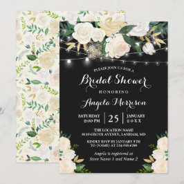 Invitación Iluminación de cuerda floral botánica de marfil Du