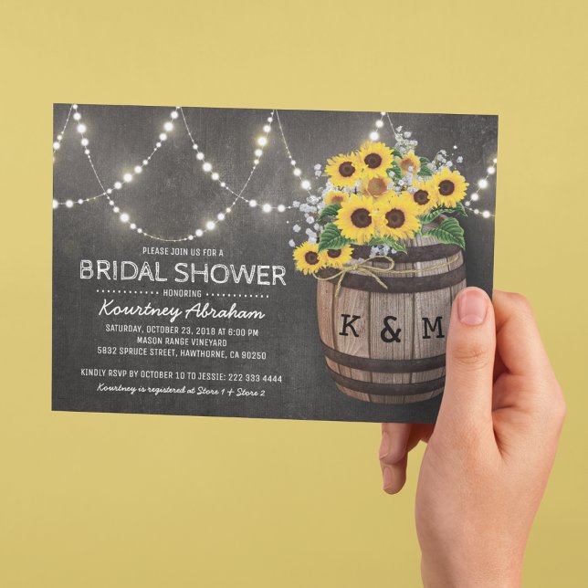 Invitación Iluminación Rustic Vineyard Sunflower Bridal Showe (Subido por el creador)