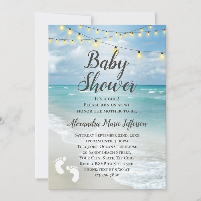 Invitación Iluminaciones de cadena Hermosa Beach Boy Chica Ba (Anverso)