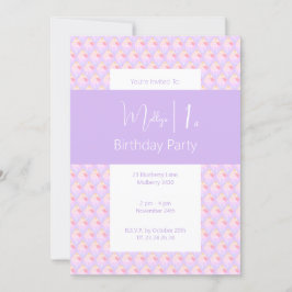 Invitación Iluminosa tarta de arcoiris ligero morado primer c