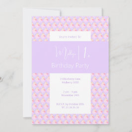 Invitación Iluminoso pastel de arcoiris Purple primer Fiesta