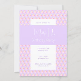 Invitación Iluminoso pastel de arcoiris Purple primer Fiesta