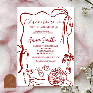 Invitación Ilustración a Mano de Charcutería para Despedida d