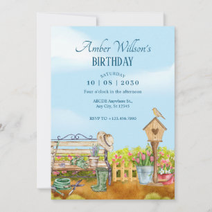 Invitación Ilustración Acuarela Jardinero