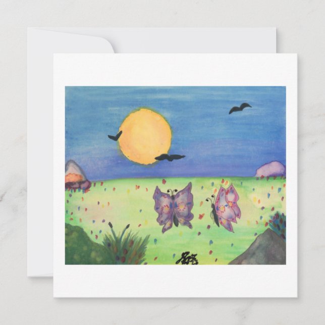 Invitación Ilustracion acuarela Mariposas Amar Pareja (Anverso)