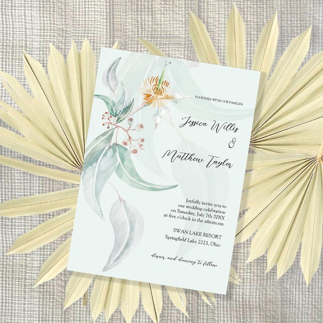Invitación Ilustracion acuático Boho Mint Eucalyptus (Subido por el creador)