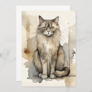Invitación Ilustracion acuático Maine Coon