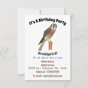 Invitación Ilustracion americano de aves de Kestrel