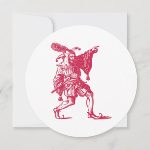 Invitación Ilustración antigua de bufón shakespeariano