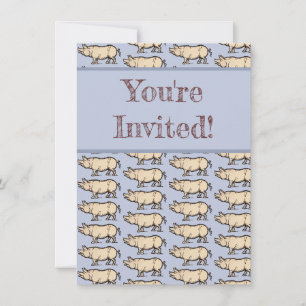 Invitación Ilustración antigua de cerdo cute vintage