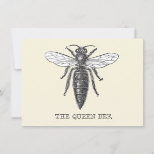 Invitación Ilustración antigua de insecto de abeja reina