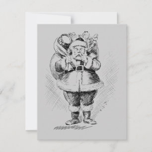 Invitación Ilustracion blanco y negro de Santa Claus