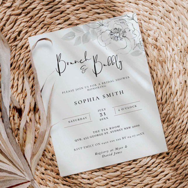 Invitación Ilustracion botánico Brunch Bubbly Bridal Shower (Subido por el creador)
