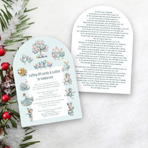 Invitación Ilustracion caprichoso 12 días de Navidades azul