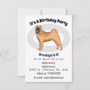 Invitación Ilustracion chino de personalizado de perro Shar-P