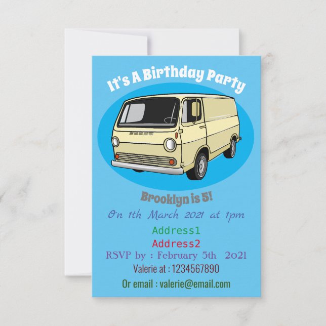 Invitación Ilustracion clásico van personalizado (Anverso)