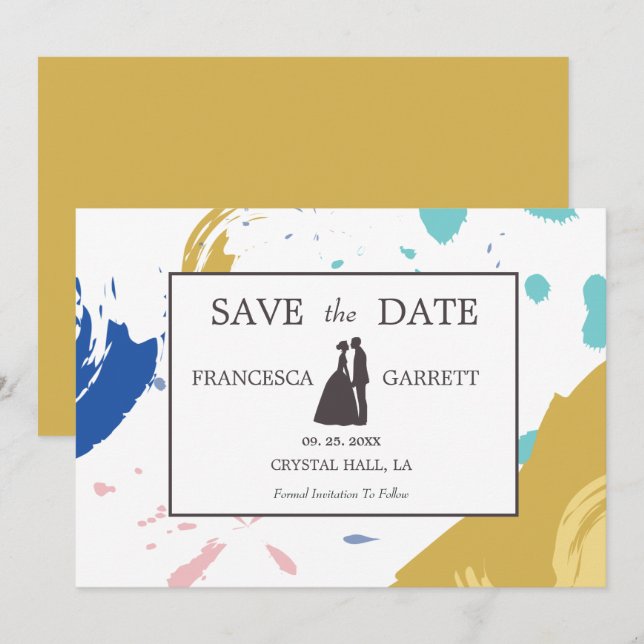 Invitación Ilustracion colorido de pincel (Anverso / Reverso)