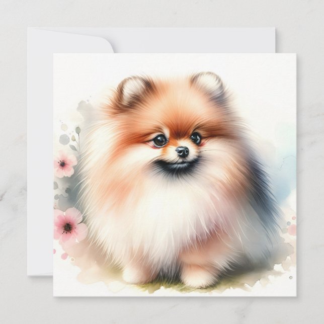 Invitación Ilustracion cutáneo de pomerania (Anverso)