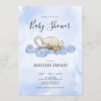 Invitación ilustracion de acuarela de cisne