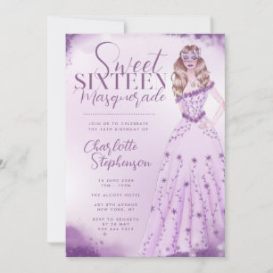Invitación Ilustración de Acuarela de Mascarada Cumpleaños Di