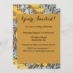 Invitación Ilustracion de adormidera flor nouveau