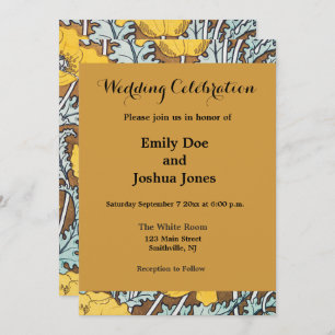 Invitación Ilustracion de adormidera flor nouveau