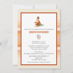 Invitación Ilustracion de agua Fox y Baby Watercolor Baby Sho