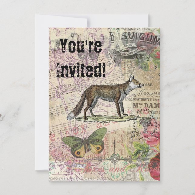 Invitación Ilustracion de animales de la vida silvestre Fox (Anverso)