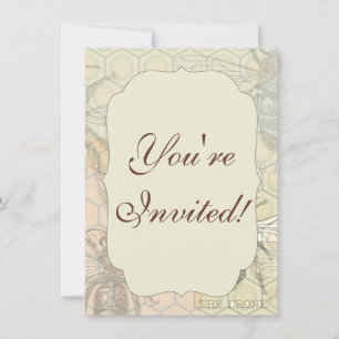 Invitación Ilustracion de antigüedades de insectos de Queen B