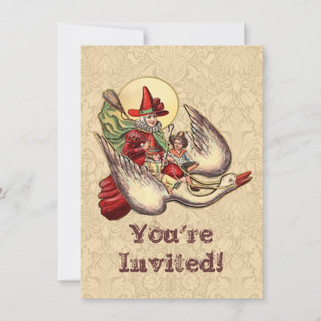 Invitación Ilustracion de Antigüedades de Madre Goose (Anverso)