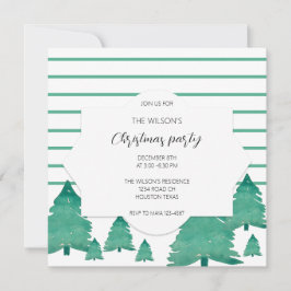 Invitación Ilustracion de árbol acuarela Fiesta de navidades