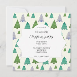 Invitación Ilustracion de árbol acuarela Fiesta de navidades