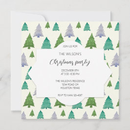 Invitación Ilustracion de árbol acuarela Fiesta de navidades