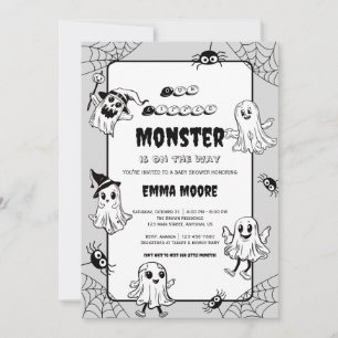 Invitación Ilustración de Baby Shower de Monstruo Pequeño Ado