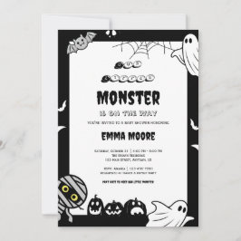 Invitación Ilustración de Baby Shower de Monstruo Pequeño Ado